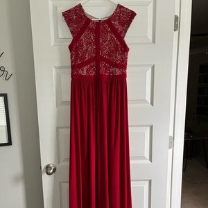 Red Floor-Length Formal/Prom Dress
